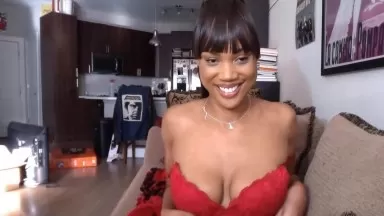 Super sexy shy ebony mademoiselle Coco does what you ask